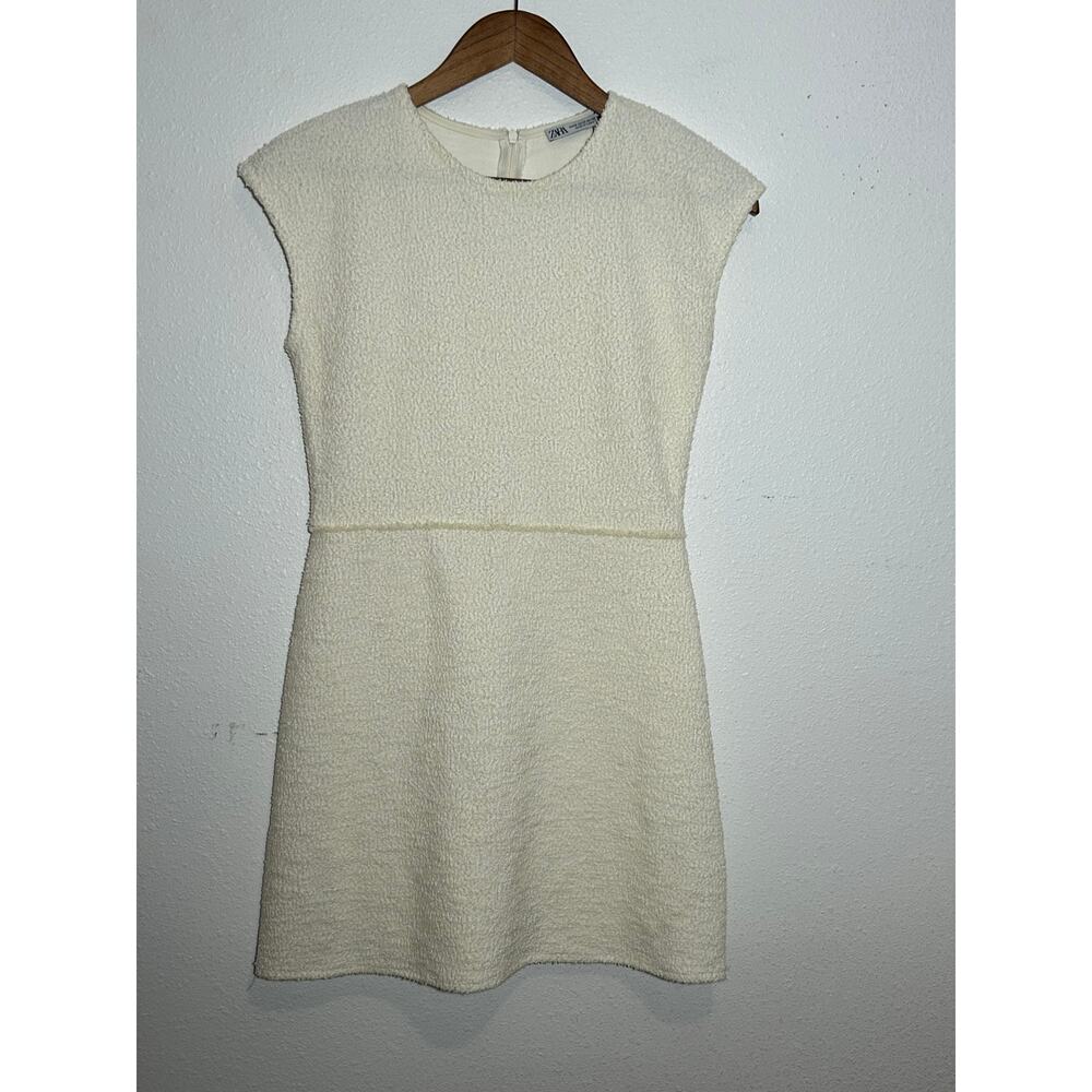 Zara Textured Ivory Mini Dress Mini Size Small